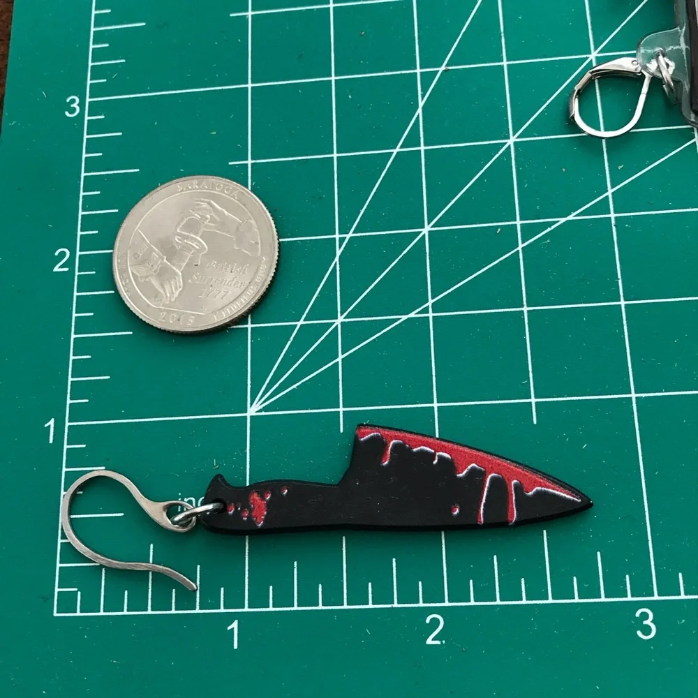🆕 Blood Bag Type O and Bloody Knife Earrings - Picture 3 of 4